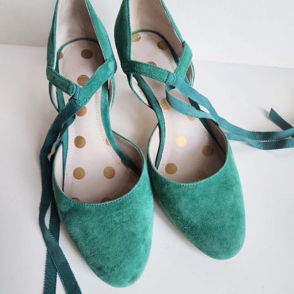 Boden Women's Jade Suede Leather Lavinia Ribbon Court Shoes Mid Heels Sz:37 - Picture 10 of 14